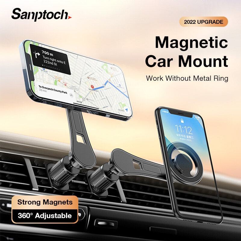 Sanptoch Magnetic Car Phone Holder For MagSafe Dashboard Air Vent Mount Compatible With iPhone 14 13 12 Pro Plus Max Mini 360 Adjustable Arm Stand