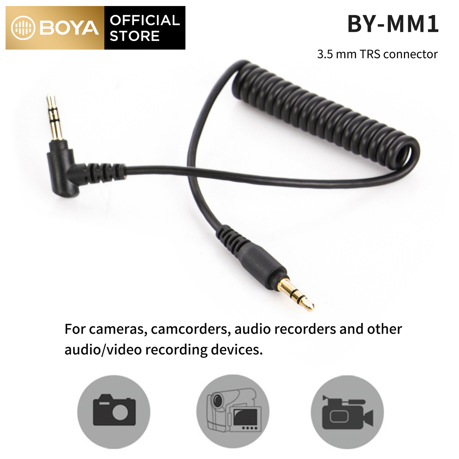 BOYA 3.5mm Male TRS to 3.5mm Male TRS/TRRS Output Camera Smartphone Cable, TRS TRRS Cord for BY-MM1 Microphone