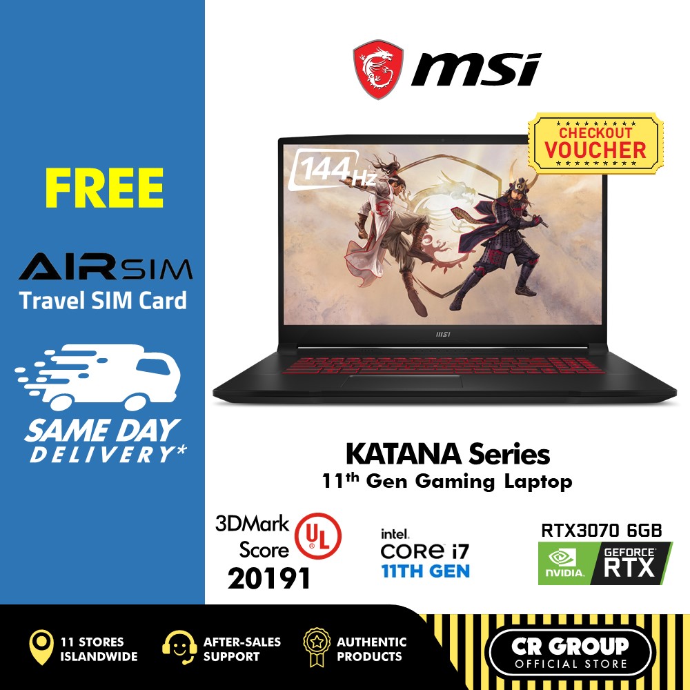 MSI GF66 Gaming Laptop - Intel Core i7-11800H - 144Hz 15.6 Inch FHD - RTX3070 (2 Yr)