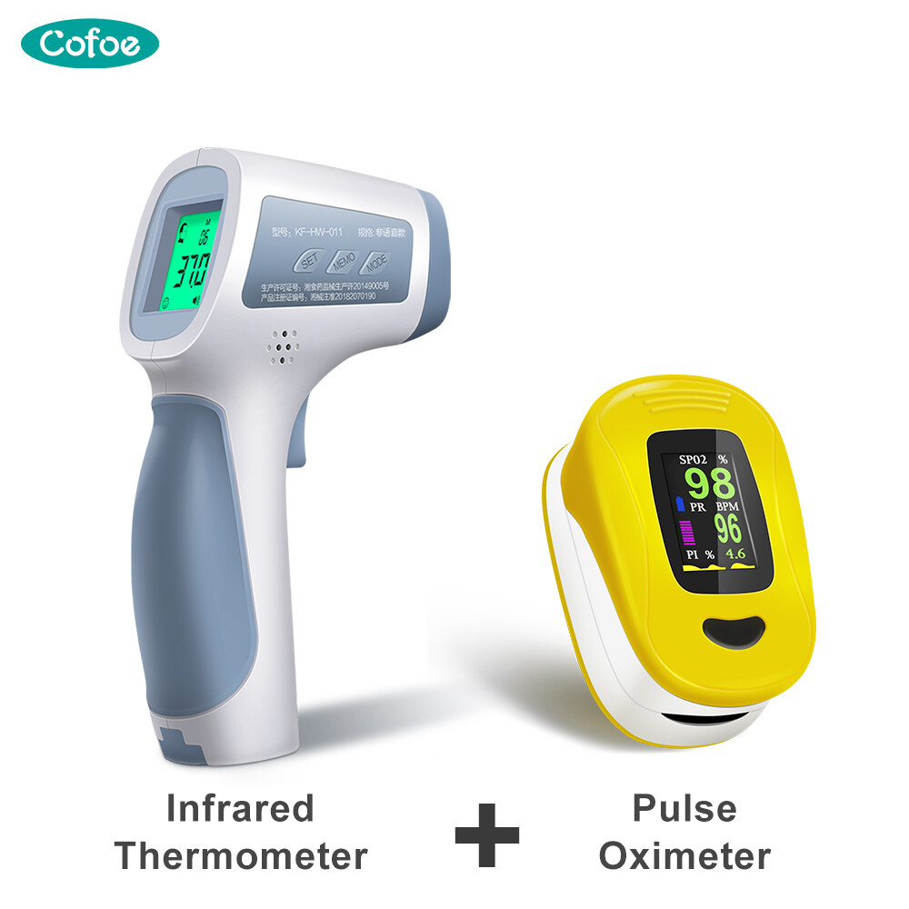 Cofoe Infrared OLED Fingertip Oximeter SPO2 PR Heart Rate Instrument And Non-Contact Digital 2 in 1 Infrared Forehead Thermometer