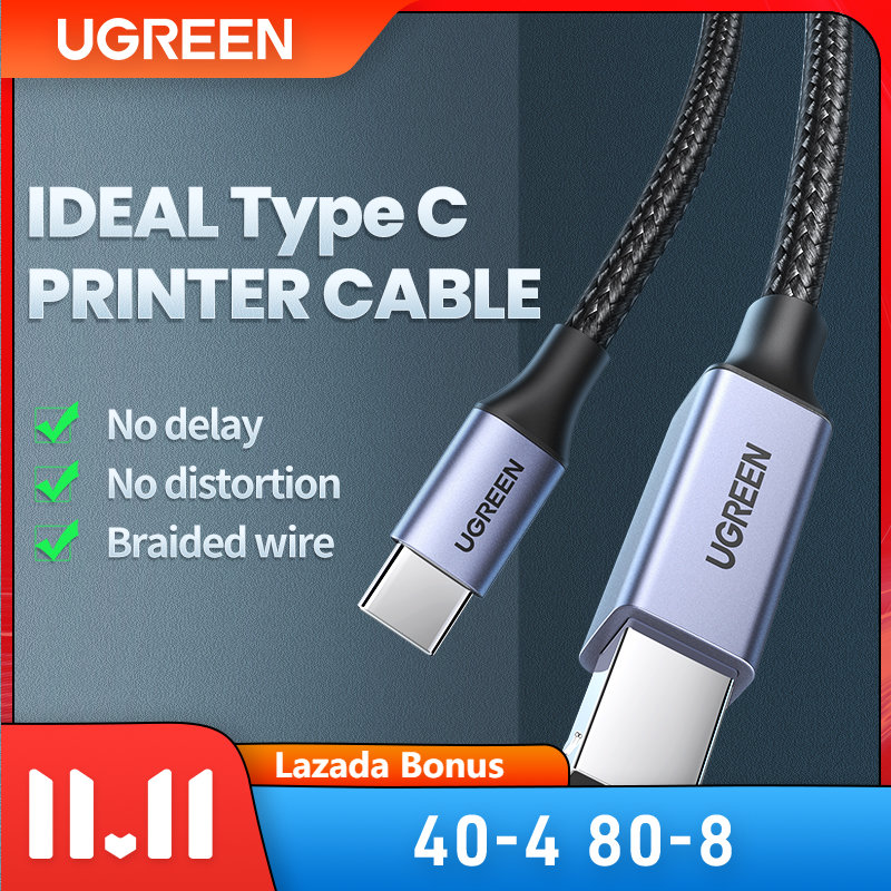 UGREEN USB C Printer Cable type C to USB B 2.0 Nylon Braided Printer Scanner Cord Compatible with MacBook Pro HP Samsung Printers Camera Digital Piano Hard Drive and More