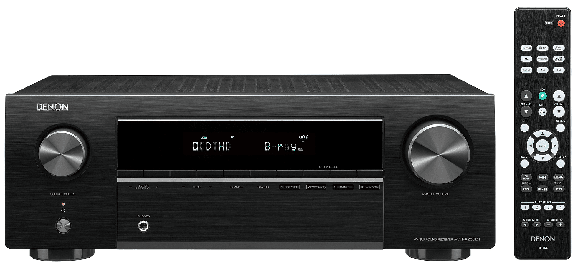 DENON AVR-X550BT AV RECEIVER with Earthquake Sound EQuatic Wireless & Water Resistant Micro-Speaker, Black