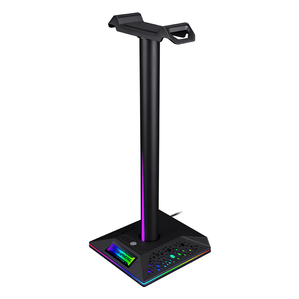【itechcool】♬ RGB Headphones Stand Holder Gaming Headset Desk Bracket with 3.5mm 2 USB Ports