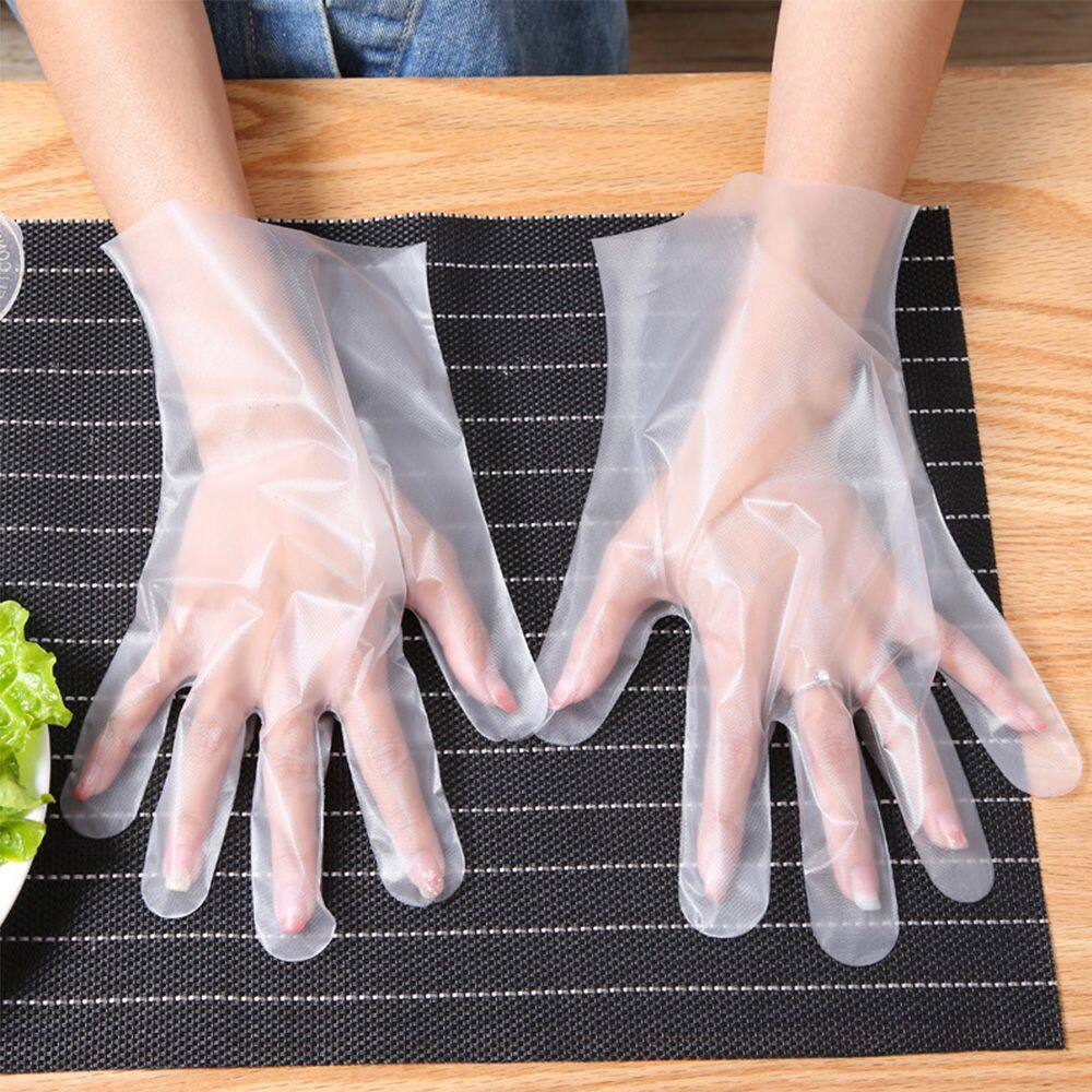 MILAN 100Pcs/box Plastic Restaurant Vegetable Eco-friendly Food Gloves Transparent Kitchen Gloves Disposable Gloves