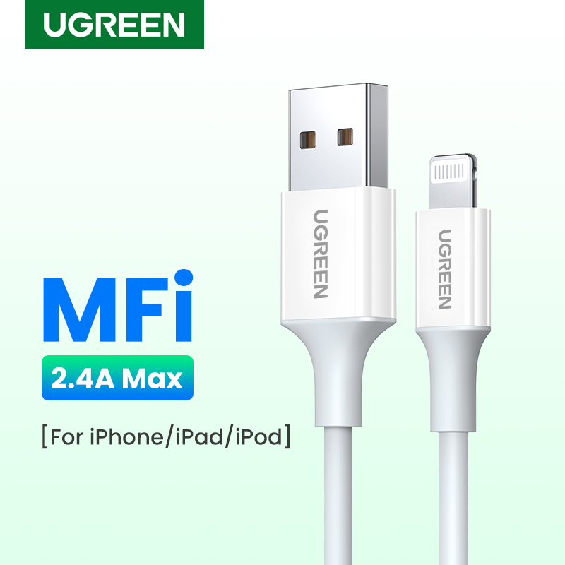 UGREEN 2.4A MFI Lightning Fast Cable for iPhone 14 13 Pro Max iPhone 14 Plus iPhone 12 11 Pro Max /XR/XS/XS Max/X/8 Plus 2.4A, MacBook, iPad, AirPods Pro